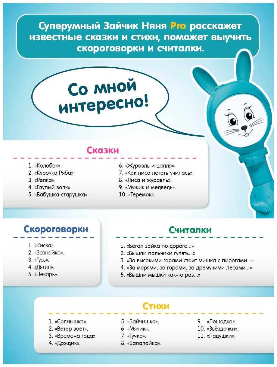 Интерактивная развивающая игрушка BertToys Зайчик Няня PRO фотография 17