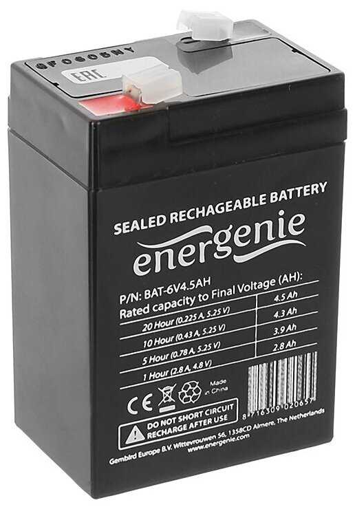 Аккумуляторная батарея Energenie BAT-6V4.5AH (6В 4.5 А·ч) фотография 7
