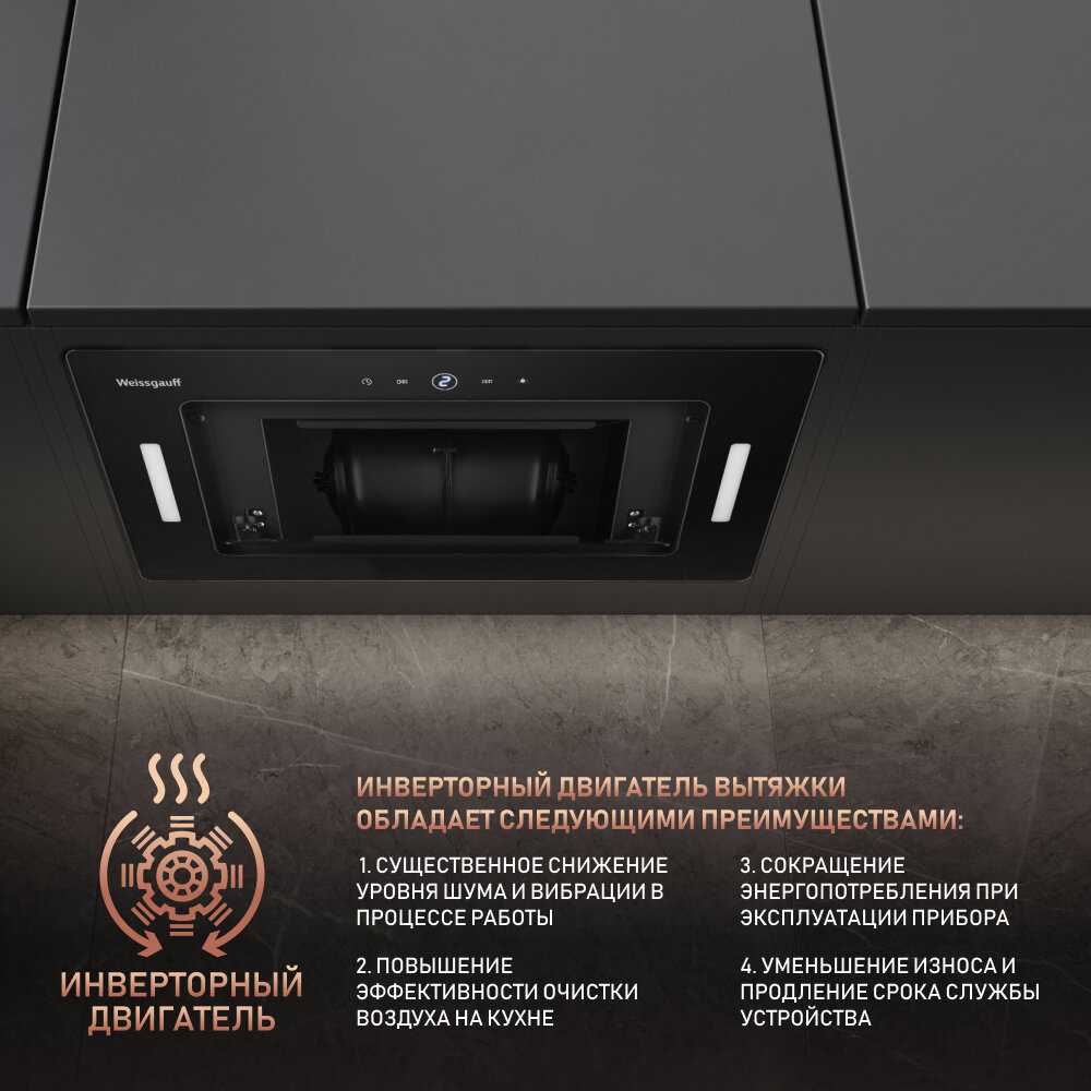Кухонная встраиваемая вытяжка Weissgauff Aura 1350 WH Premium Touch Inverter Wi-Fi фотография 18