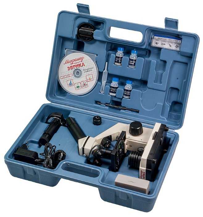 Микроскоп Микромед Эврика 40–1280х с видеоокуляром, в кейсе фотография 12