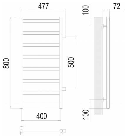 Полотенцесушитель TERMINUS Аврора П8 400х800 бп500 фотография 2