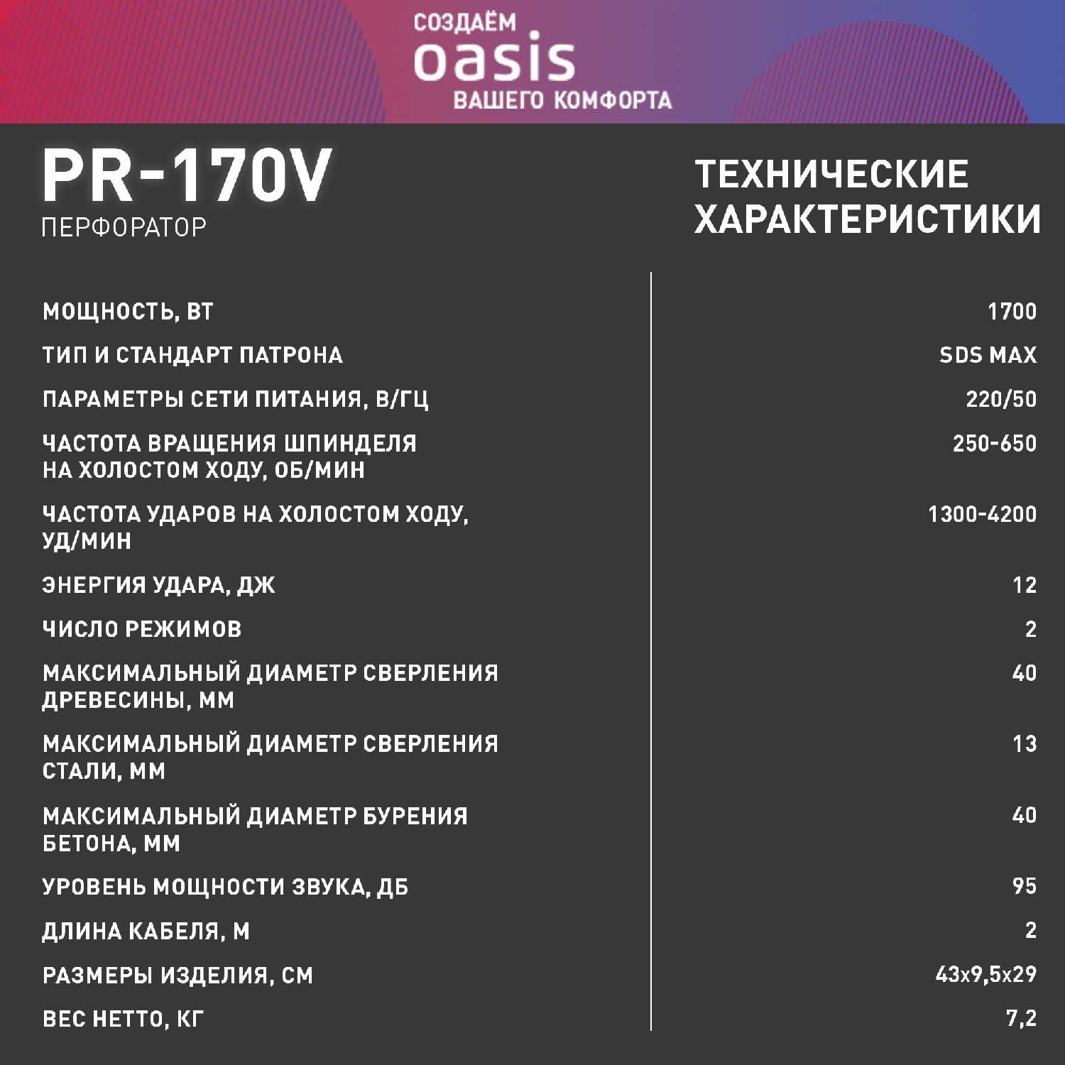Перфоратор Oasis PR-170V фотография 7