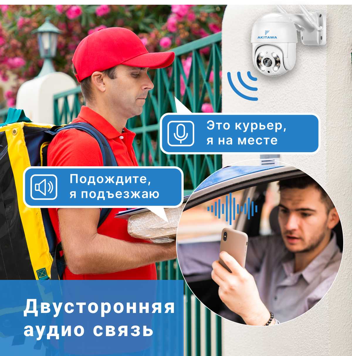 Камера видеонаблюдения Wifi Akitawa (1080p, 4x зум, поворотная) фотография 7