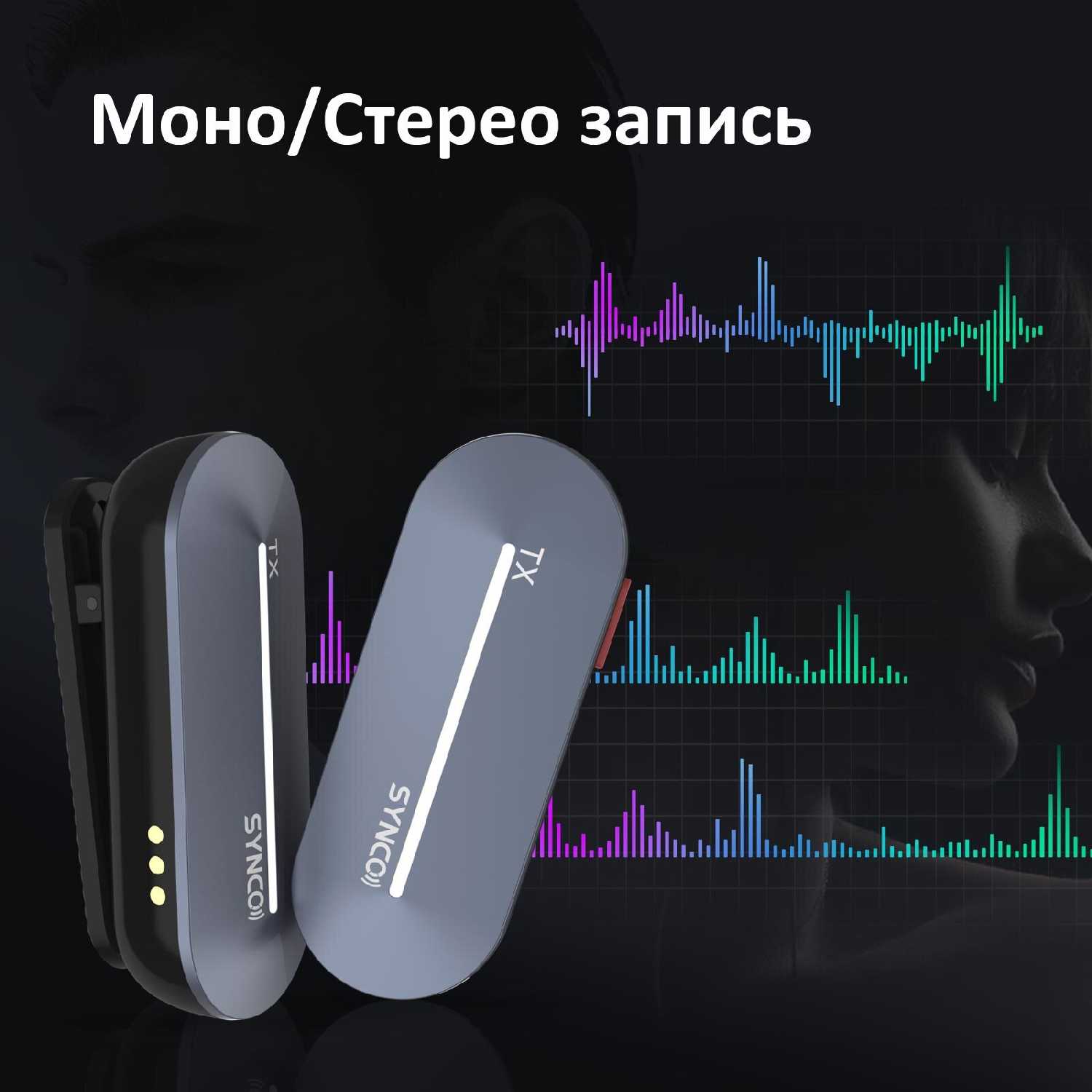 Радиосистема SYNCO P2SL 2,4 ГГц, 2 передатчика, футляр-зарядка (разъем Lighting iPhone) фотография 6