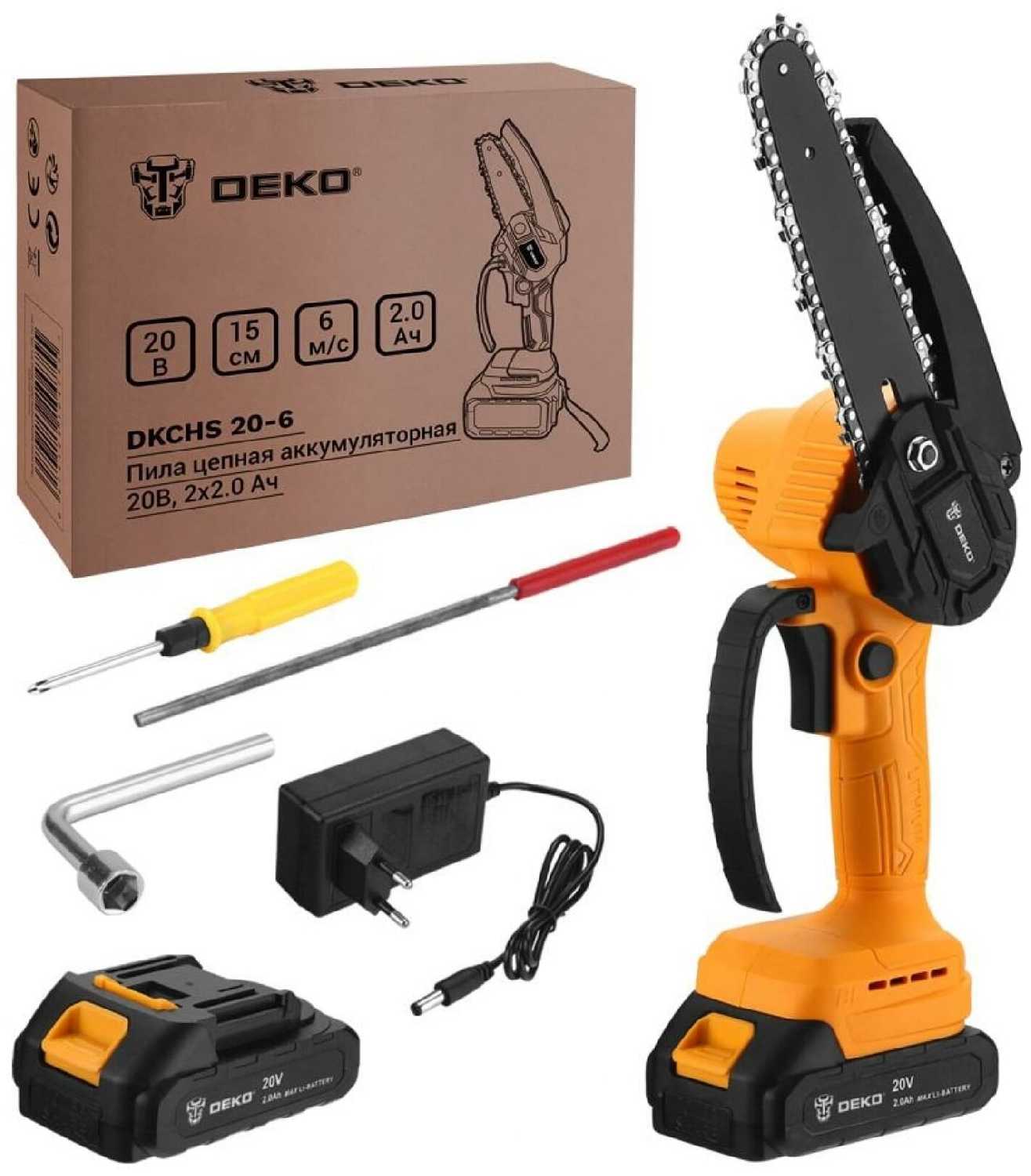 Аккумуляторная пила DEKO DKCHS 20-6 063-4309 20 В/2 А·ч фотография 4