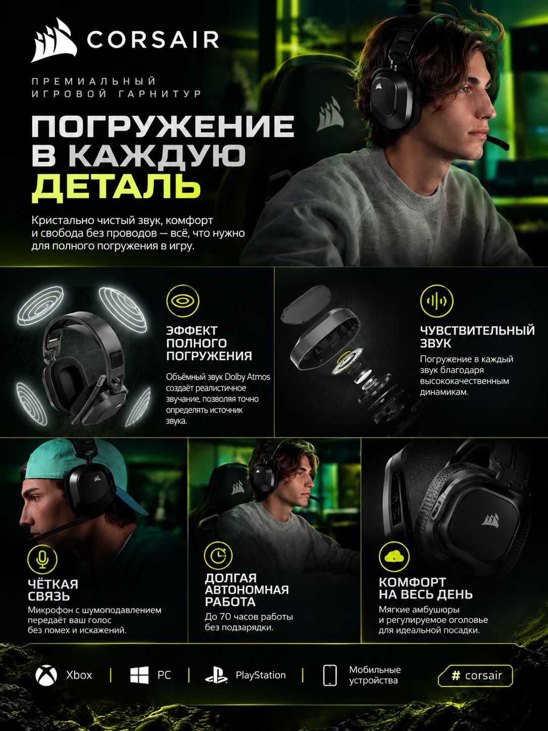 Игровая гарнитура Corsair Virtuoso MAX Wireless фотография 1