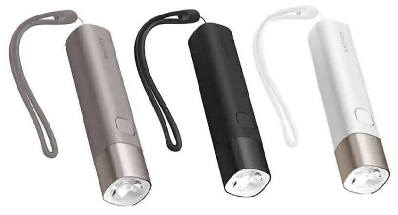 Фонарик ручной походный SOLOVE Portable Flashlight Power Bank X3s 3000mAh черный фотография 3