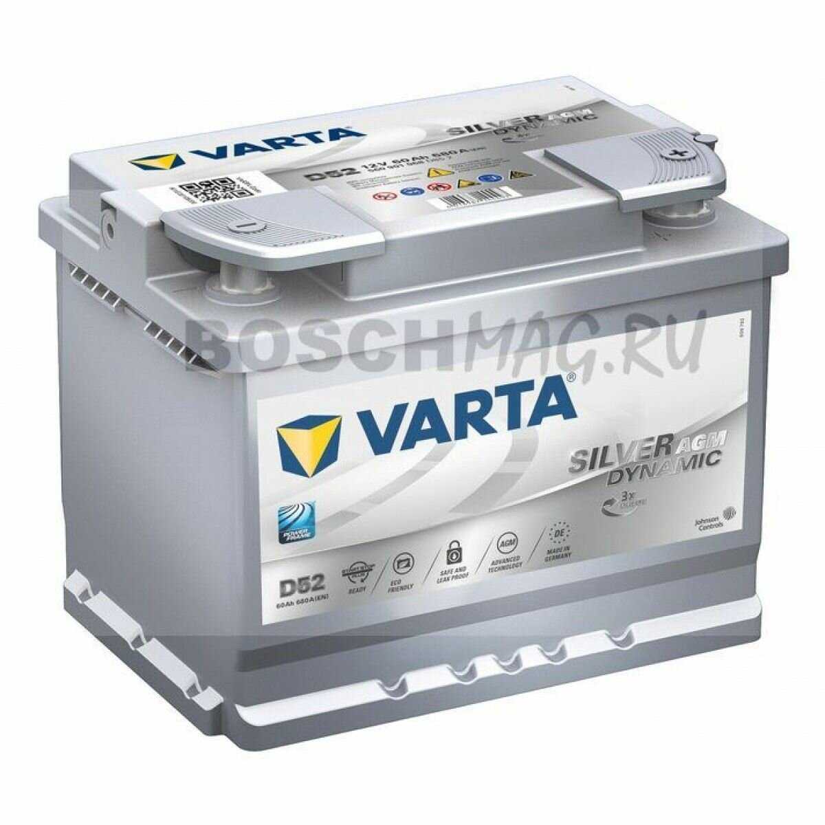 Аккумулятор для спецтехники VARTA Silver Dynamic AGM D52 (560 901 068) фотография 14