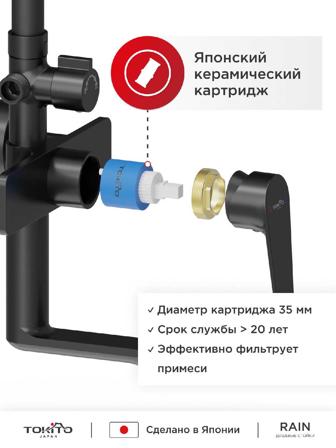 Душевая стойка Tokito Rain (TOK-RAI-1014BL) фотография 20