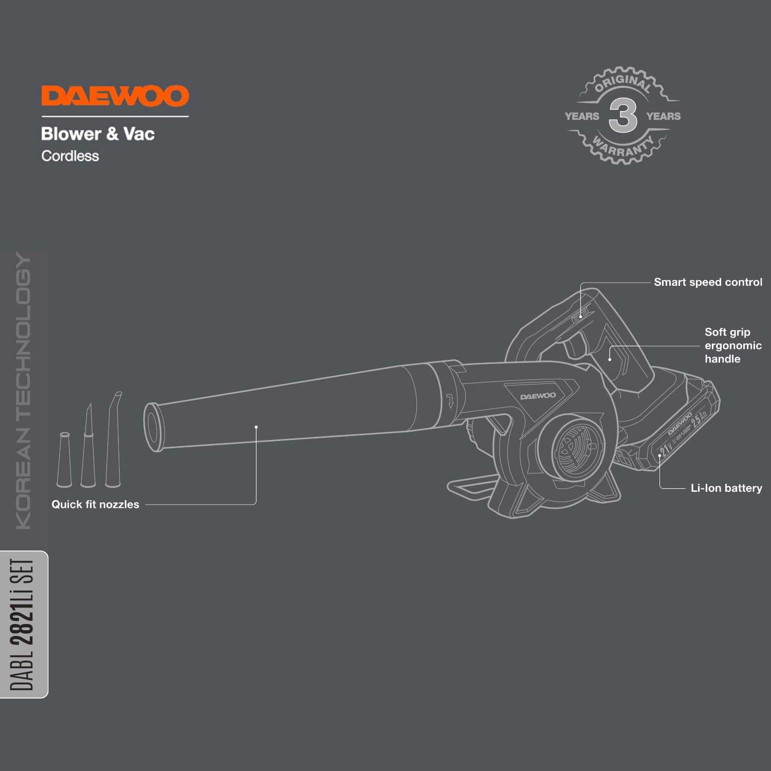 Воздуходувка-пылесос DAEWOO DABL 2821Li SET фотография 12