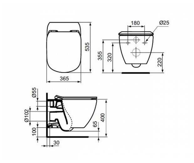 Чаша унитаза подвесная Ideal STANDARD Tesi T0079V1 с горизонтальным выпуском фотография 1