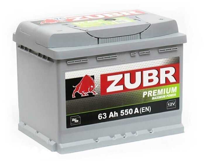 Аккумулятор автомобильный ZUBR Premium 63 Ah 640 A прямая полярность 242x175x190