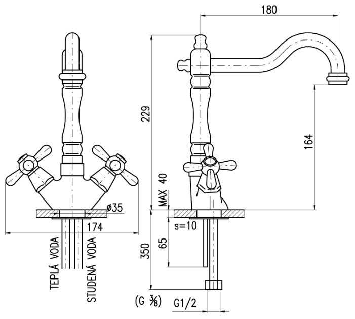 Смеситель для кухни (мойки) Slezak RAV Morava Retro MK120.5/8SM, рычажный фотография 1