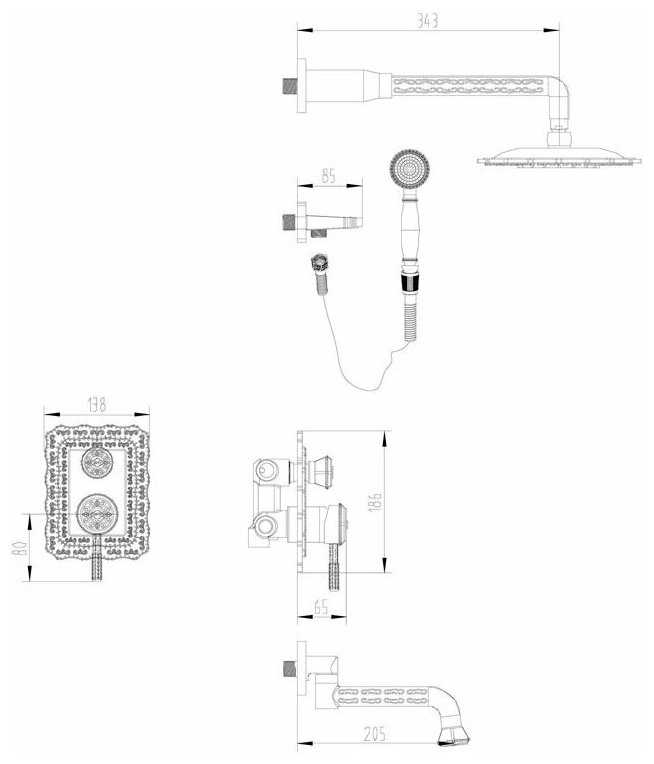 Душевая стойка ZorG Antic A 104DS-BR фотография 1
