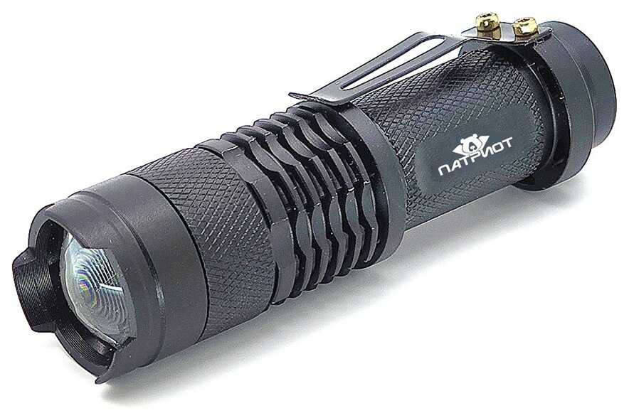 Фонарь ручной Патриот PT-FLR02 (1LED светодиод, металл, функция ZOOM, питание 14500)