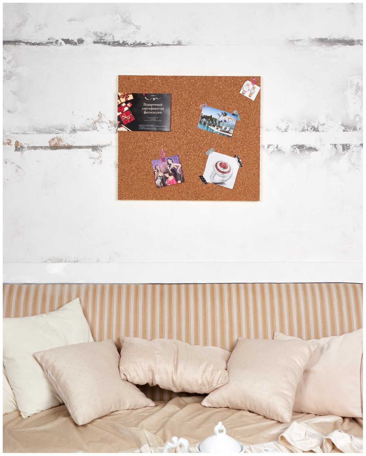 Пробковая доска Doski4you на стену 56х46см для заметок и декора дома и офиса