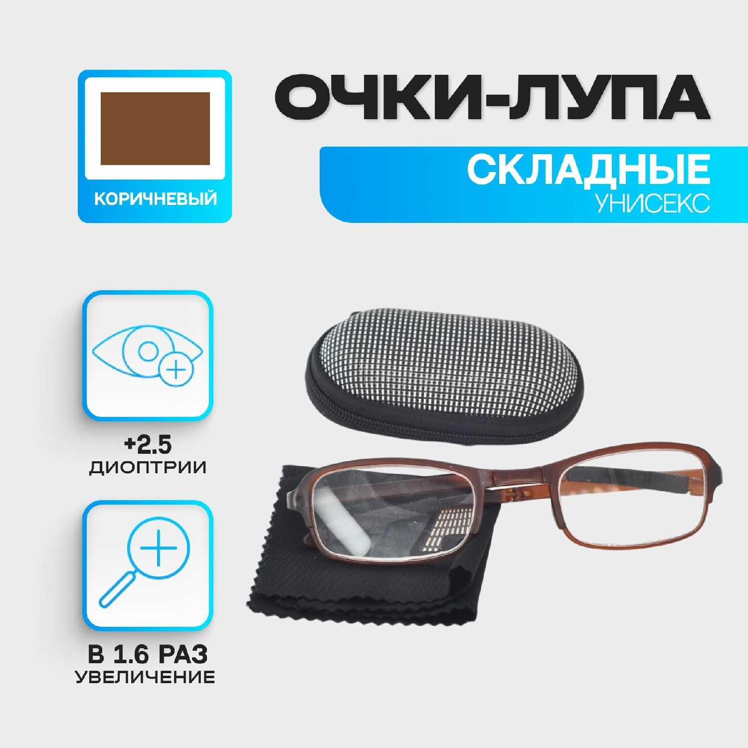 Очки увеличительные складные фокус плюс +2,5