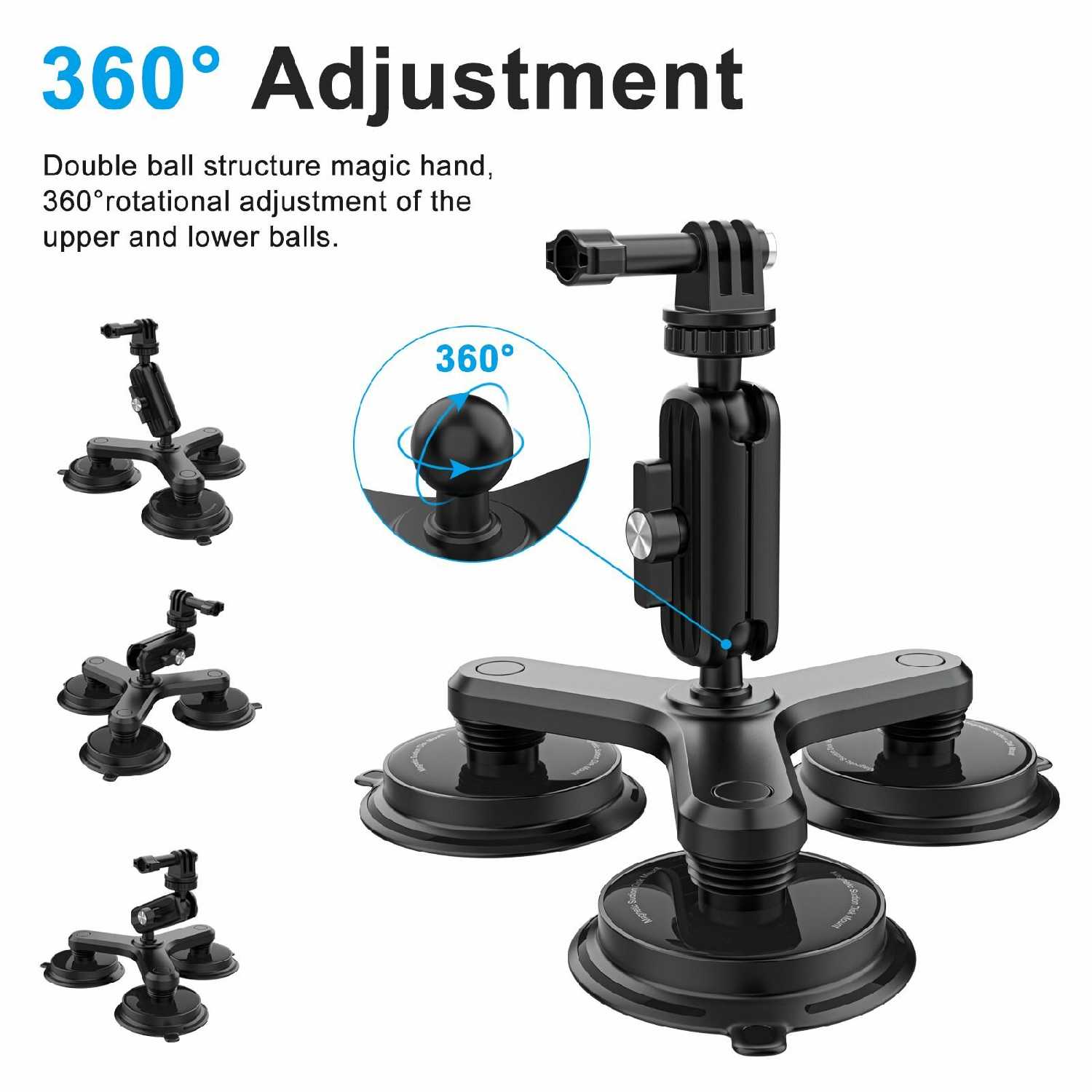 Тройное магнитное крепления Magnetic Suction Cup Mounting insta360 x4/x3, GoPro, Pocket 3