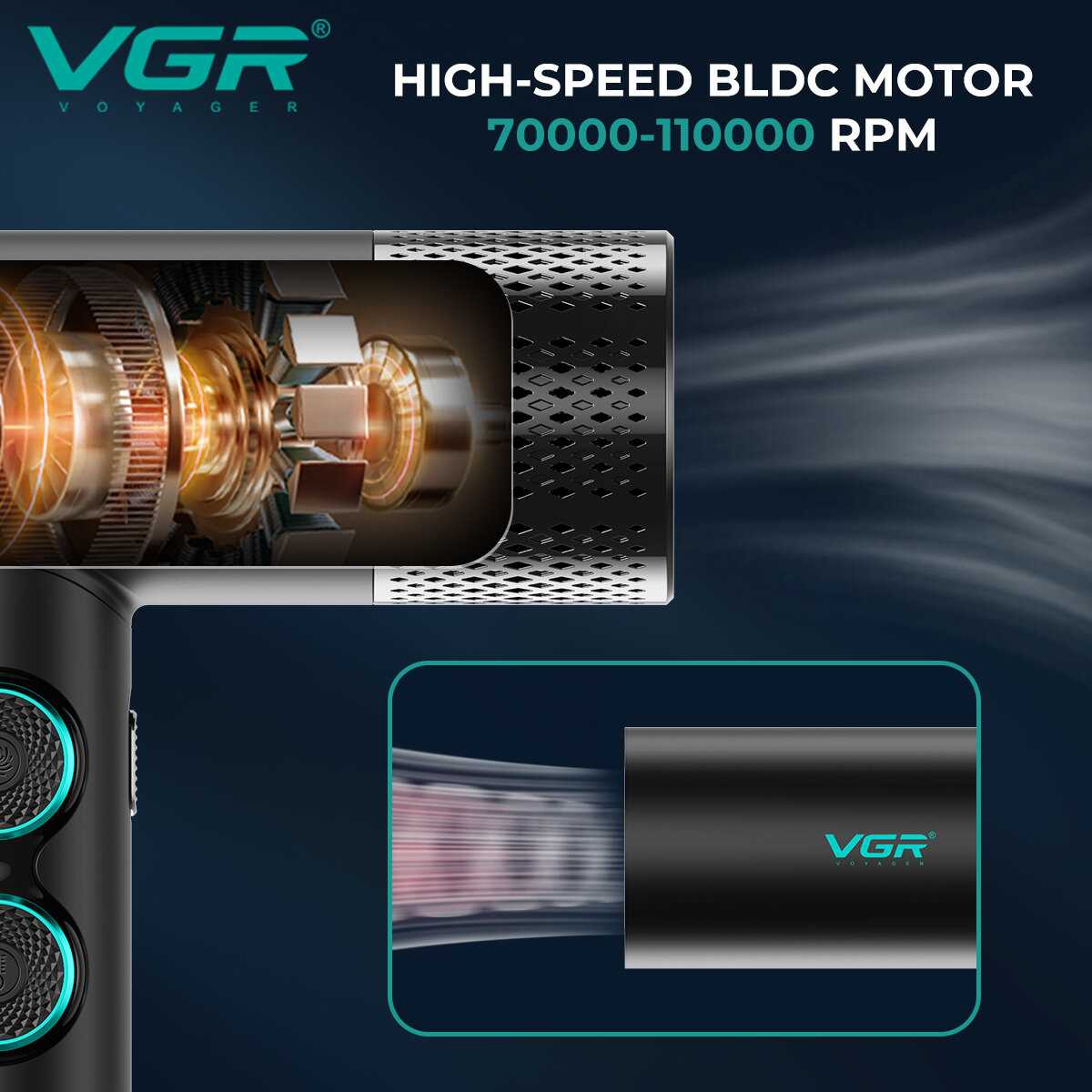 Профессиональный мощный фен VGR V-401 фотография 2