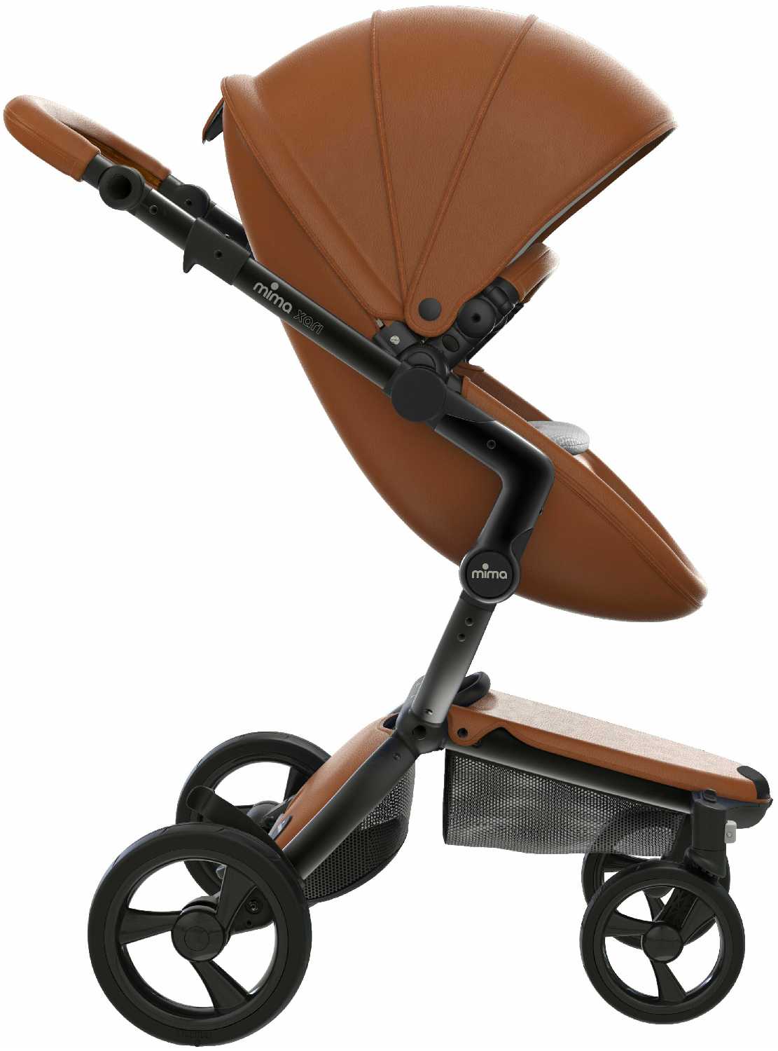 Коляска 2в1 Mima Xari Camel на чёрном шасси с матрасиками Stone white фотография 3