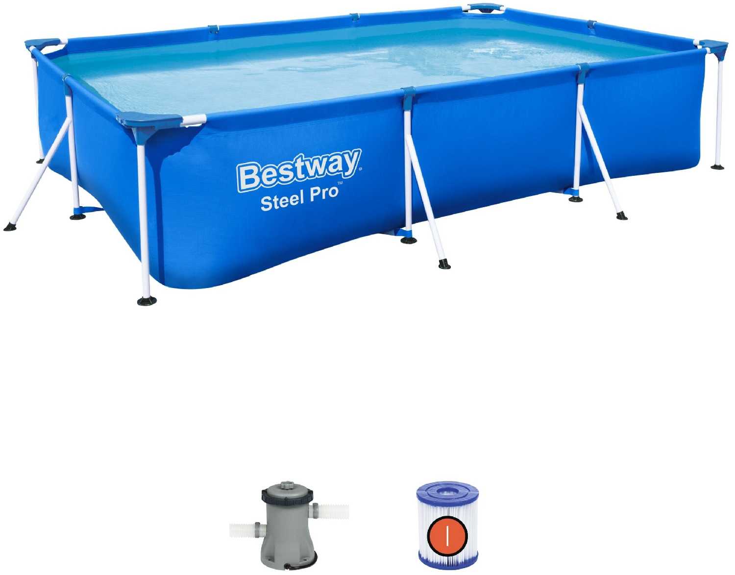 Бассейн прямоугольный на стойках Bestway 56411 (ф-тр 58381, к-дж 58093) р300х201х66см, 3300л фотография 10
