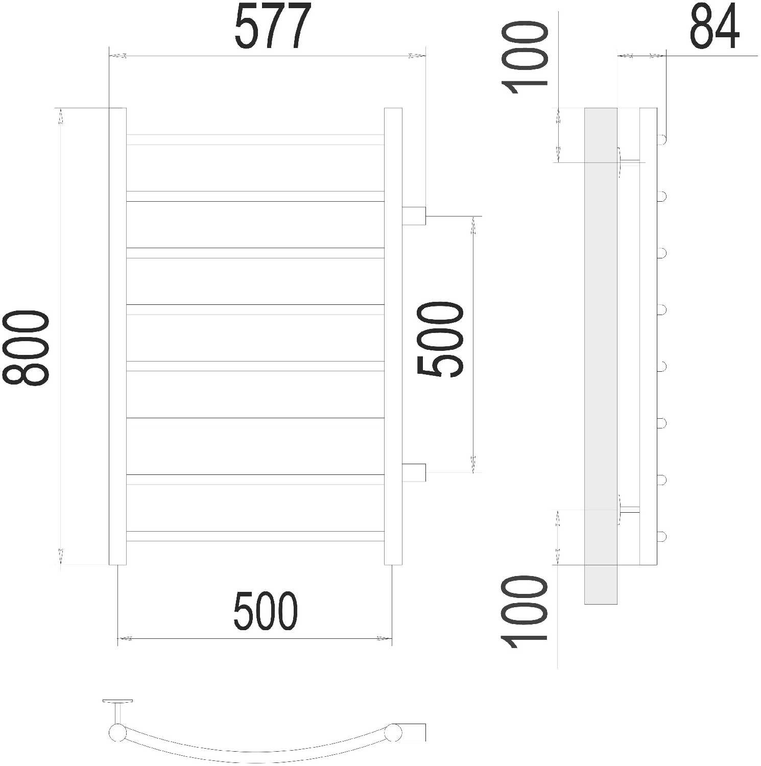 П/сушит. Классик П8 бок. подкл, м/о 500, 500*800мм, Terminus (Россия), арт. КлассБП8(500)-500800 фотография 2
