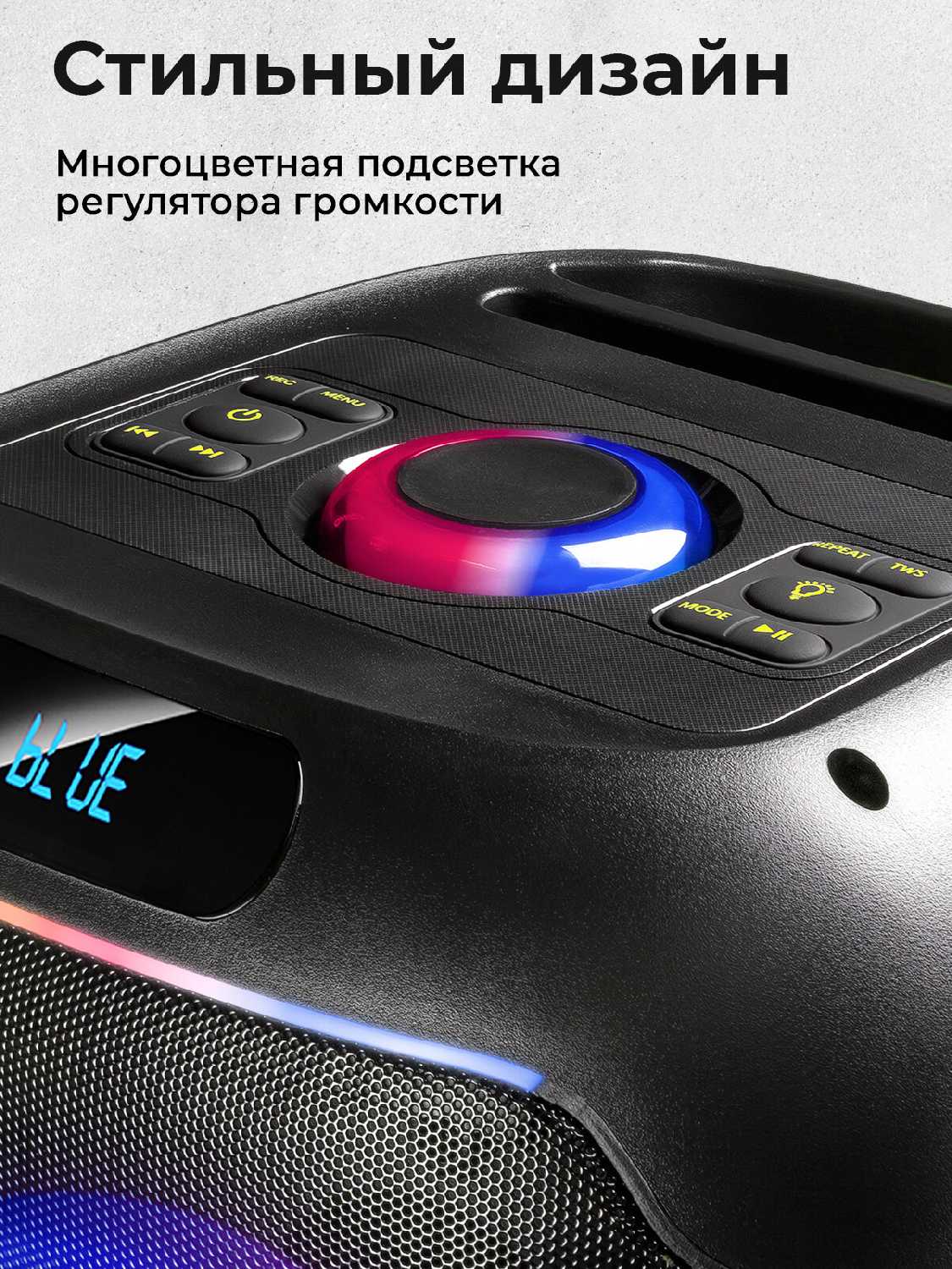 Портативная колонка RITMIX SP-560B, 120Вт, Bluetooth v5.3, USB, microSD, AUX, FM-радио, TWS-режим, микрофон в комплекте фотография 5