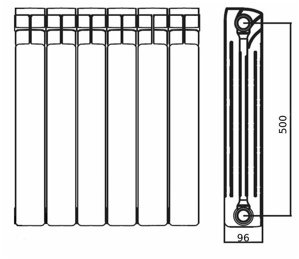 Радиатор алюминий, 500х100 мм, Tropic, 8 секций, 7601.038 фотография 1