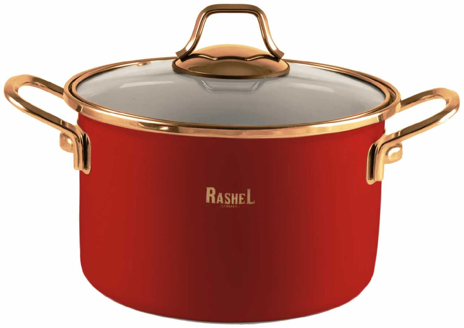 Кастрюля RasheL Эмалированная с стеклянной термостойкой крышкой с паровыпуском [4 л] фотография 2