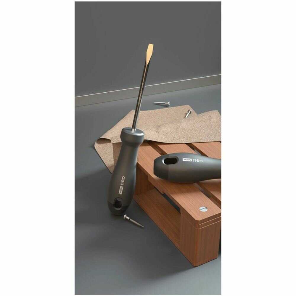 Набор отверток Deli HT1006 [PH0x75, PH1x100, PH2x150, SL3x75, SL5x100, SL6x150, Cr-V, Soft Touch рукоятка, эксклюзивный дизайн] фотография 2