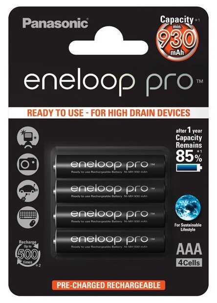 Аккумулятор Ni-Mh 930 мА·ч 1.2 В Panasonic eneloop pro AAA фотография 2