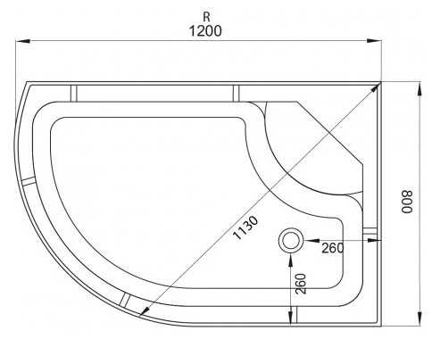 Душевая кабина Deto 4512 R N с подсветкой и гидромассажем высокий поддон 80см*120см фотография 3
