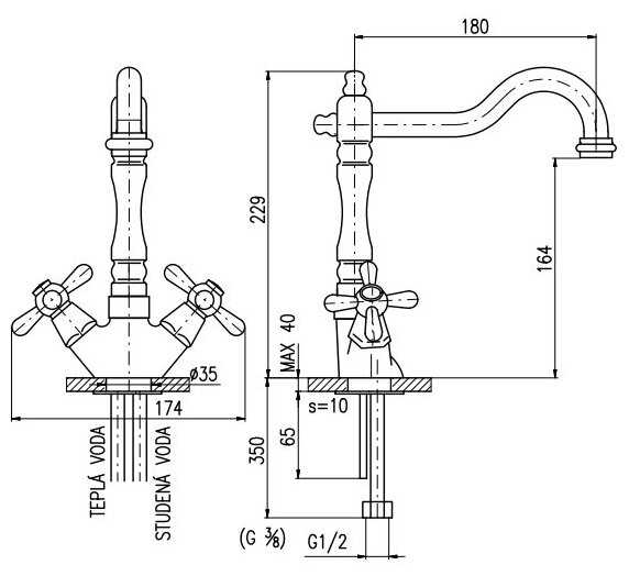 Смеситель для кухни (мойки) Slezak RAV Morava Retro MK120.5/8, рычажный фотография 6