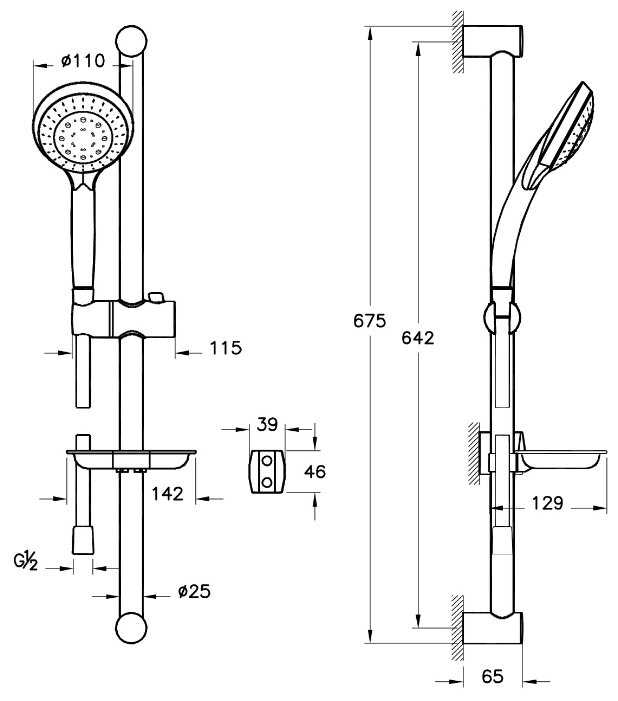Душевой гарнитур VitrA Cozy A45682EXP, хром фотография 1