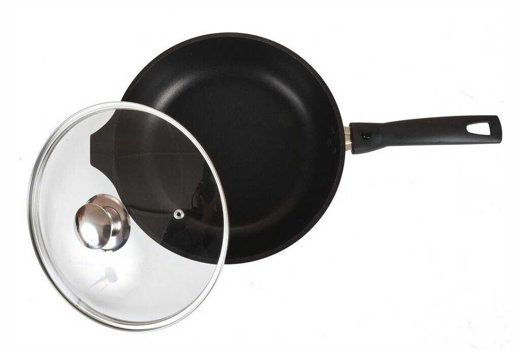 Cковорода Kukmara со съемной ручкой и стеклянной крышкой, диаметр 24 см с антипригарным покрытием фотография 3