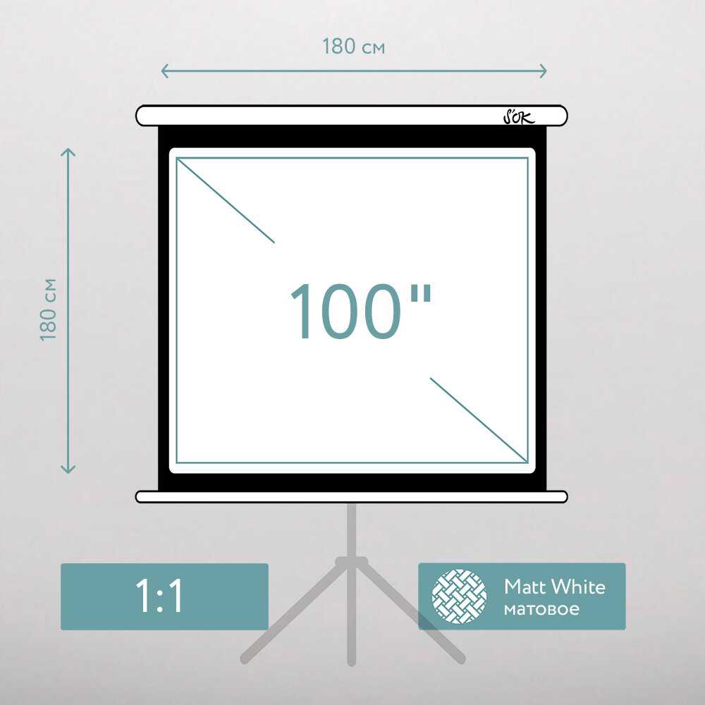 Экран для проектора S'OK SCPST-180x180BLCK (100