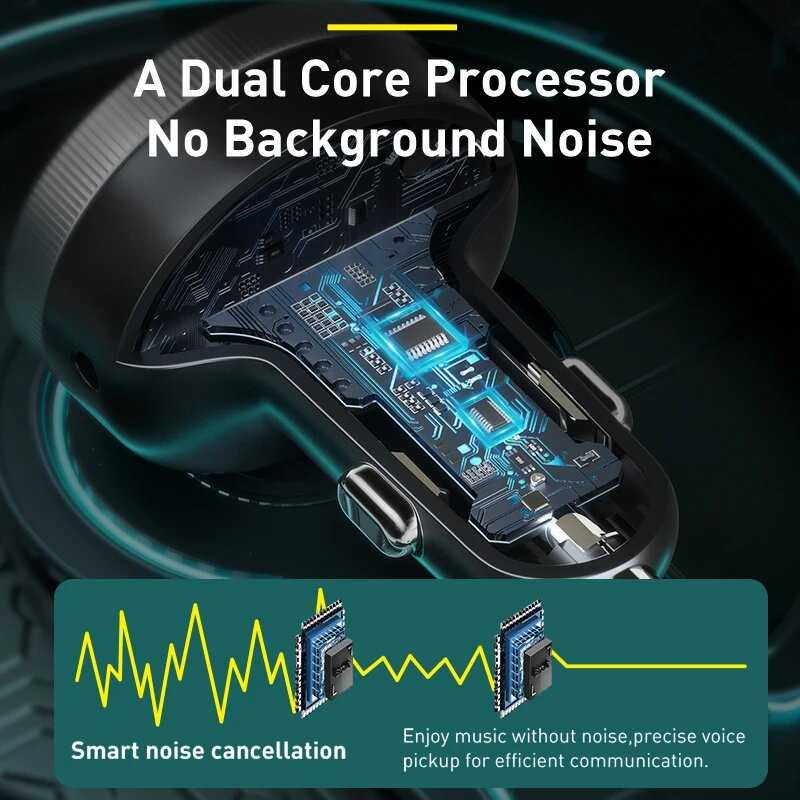 FM-трансмиттер Baseus FM-трансмиттер с поддержкой Bluetooth 5,0 и 2 USB-портами (Black Low Noise) фотография 2