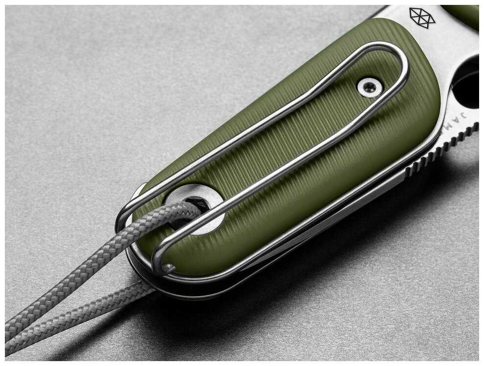 Нож The James Brand The Redstone, лезвие Sandvik 12C27, рукоять Polypropylene, OD Green, хаки фотография 2