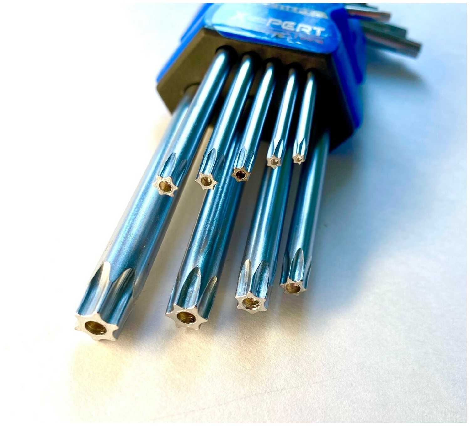 Набор ключей имбусовых Tamper-Torx, Г-образных короткие 9 шт. в держателе фотография 2