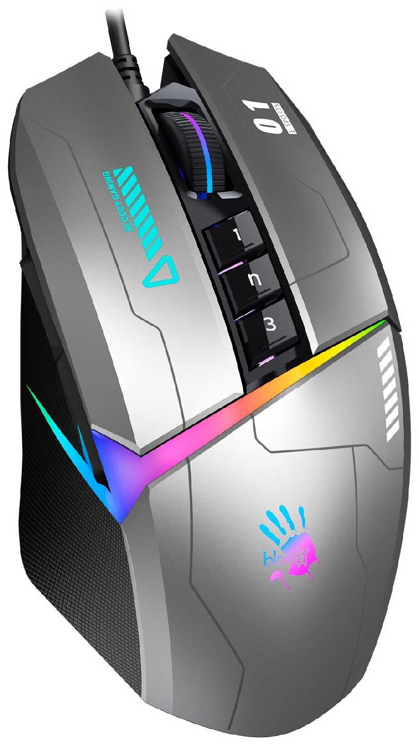 Мышь A4TECH Bloody W60 Max Gun, игровая, оптическая, проводная, USB, серый и черный фотография 8