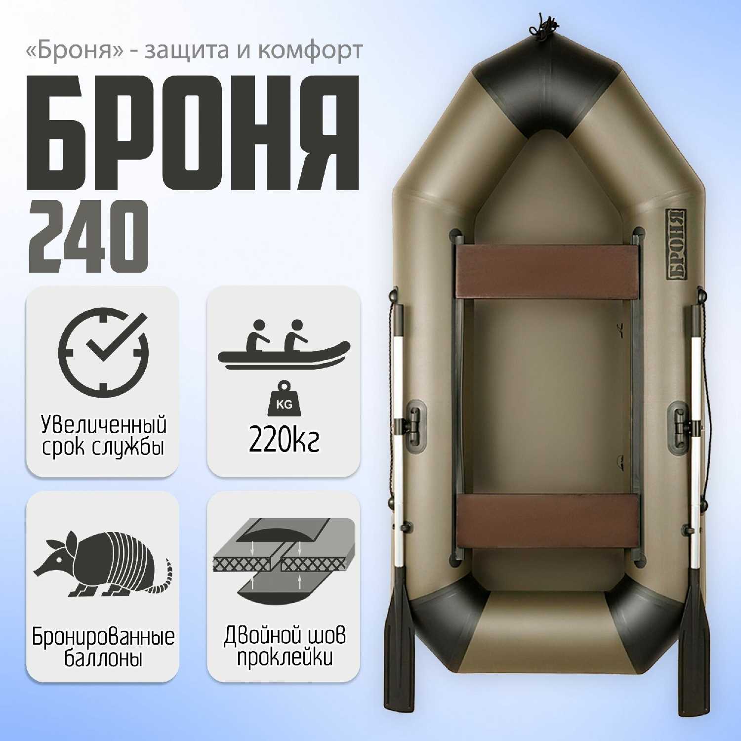 Лодка ПВХ Броня-320 СК слань+киль фотография 19