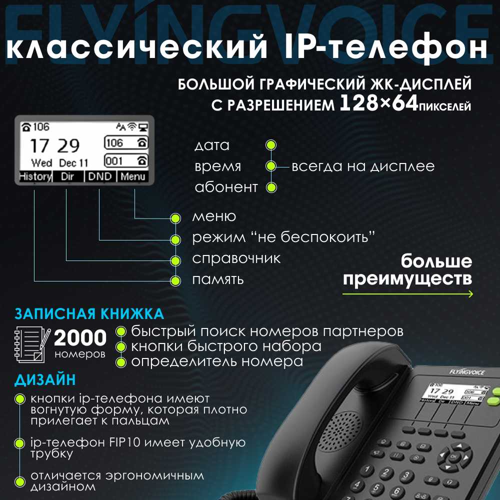 Телефон IP Flyingvoice FIP-10P черный (FIP10P) фотография 1