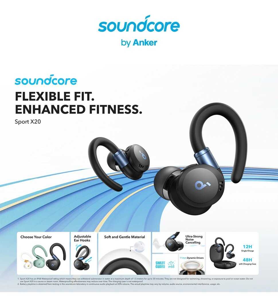 Беспроводные наушники Soundcore by Anker Sport X20 фотография 4
