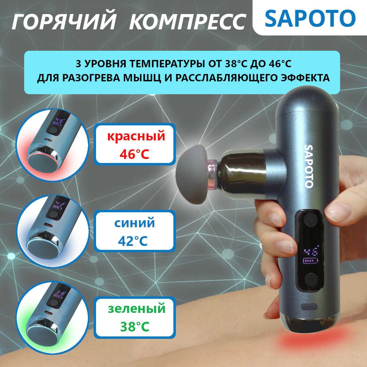 Перкуссионный массажер для тела SAPOTO Mini (SAPOTO) фотография 8