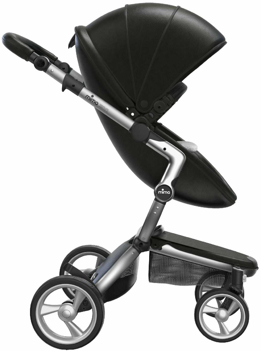 Коляска 2в1 Mima Xari Black на серебристом шасси с матрасиками Stone white фотография 2