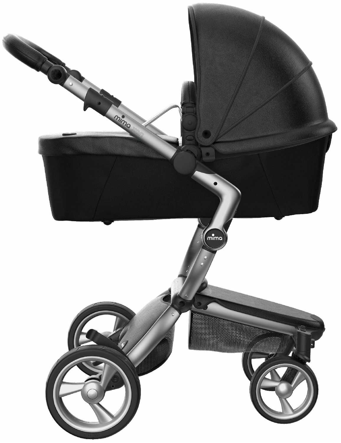 Коляска 2в1 Mima Xari Black на серебристом шасси с матрасиками Stone white фотография 3