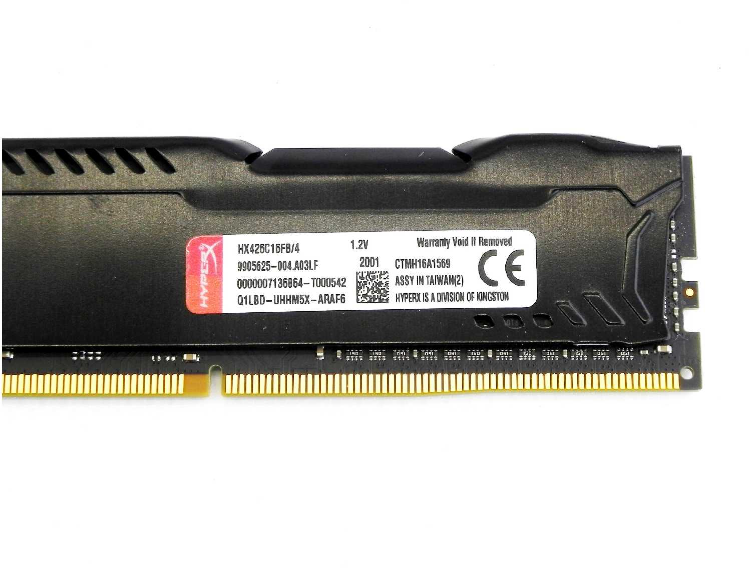 Оперативная память HyperX Fury Black Series 4 ГБ DDR4 2666 МГц DIMM CL16 HX426C16FB/4 фотография 3