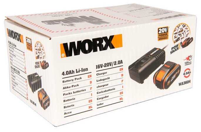 Комплект Worx WA3604 (20 В 4 А·ч) фотография 17