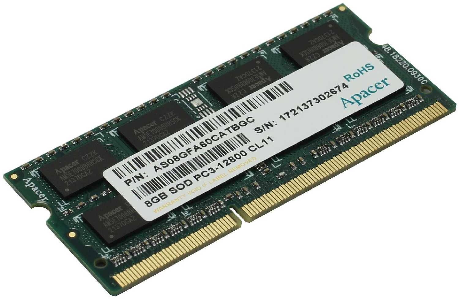 Оперативная память Apacer 8 ГБ DDR3 SODIMM (AS08GFA60CATBGC) фотография 1