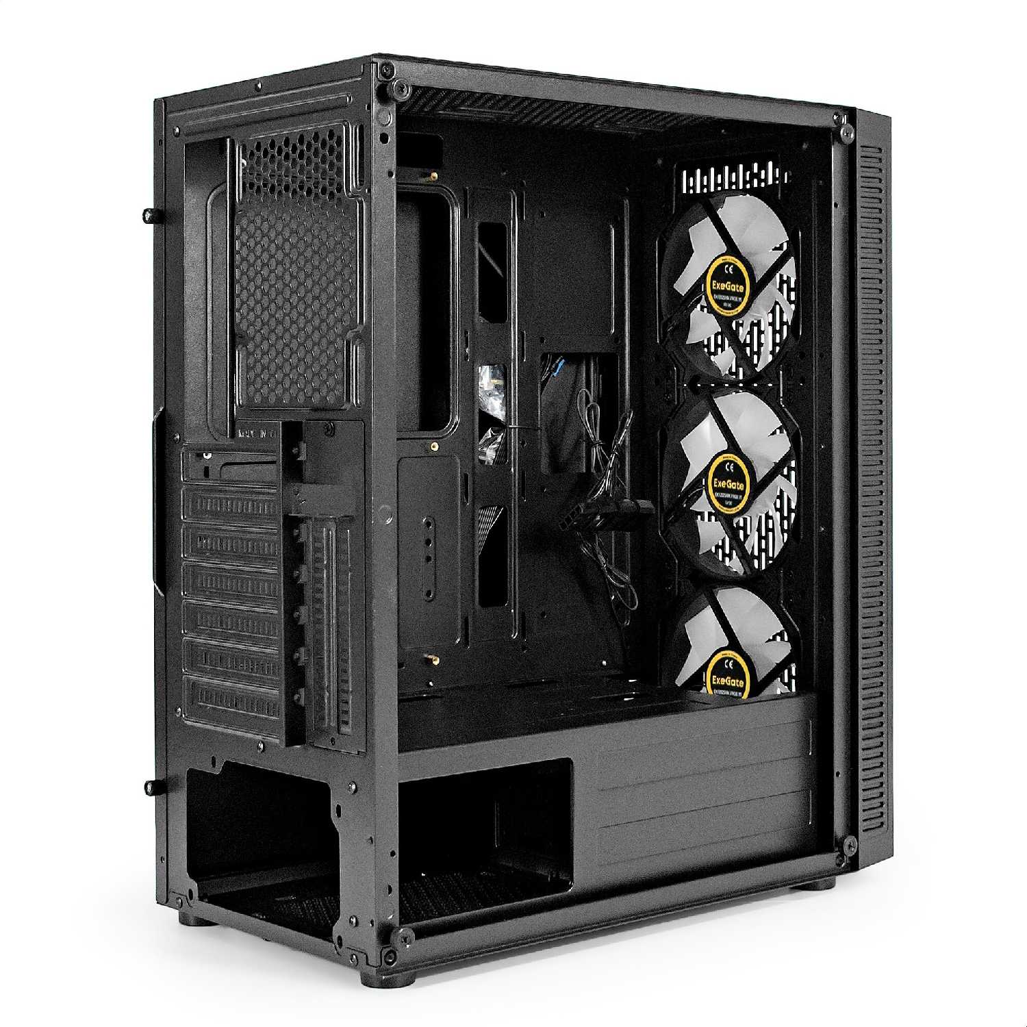Корпус ExeGate EVO-5001A-450NPX (ATX, БП 450NPX, 2USB+1USB3.0+HD Audio, 3 вент.12см с RGB подсветкой, боковая панель - закаленное стекло) фотография 14